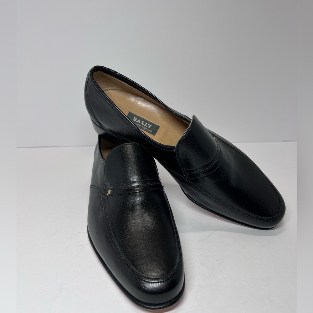 Bally size 9 men’s slip on loafers black leather Switzerland Sligo NWOT - Picture 4 of 15